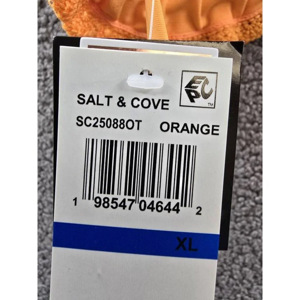 Salt + Cove Crochet Halter Triangle Bikini Juniors' XL Orange V-Neck Tie Closure